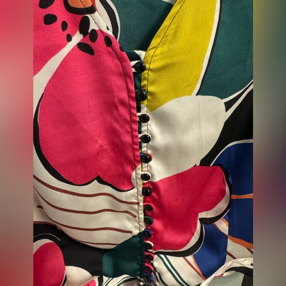 Ashley Stewart Belted Floral Print Satin Blouse 18/20 - Picture 5 of 9